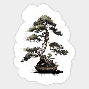 Bonsai Tree Japanese art Sumi-e painting Sticker
